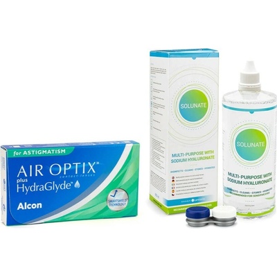 Alcon Air Optix Plus Hydraglyde for Astigmatism 3 čočky + Solunate Multi-Purpose 400 ml s pouzdrem – Hledejceny.cz