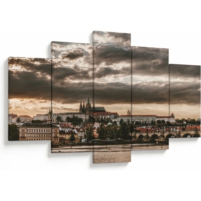 Obraz - zamračená Praha, pětidílný 150x105 cm