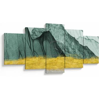 Obraz - Smaragdové hory N⁰2 (s hodinami), päťdielne 150x80 cm s hodinami