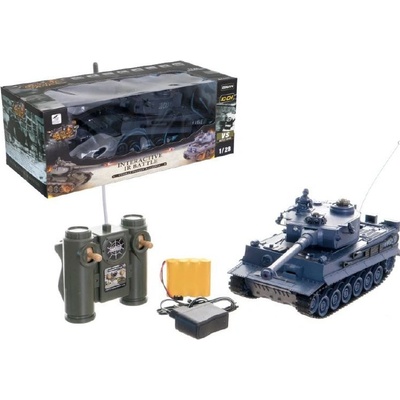 Teddies RC Tank TIGER I plast 33cm 27MHz RTR na baterie+dobíjecí pack se zvukem a světlem 1:28