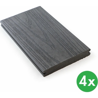 B2B Partner Terasová prkna WPC koextrudovaná plný profil 140 x 23 x 2850 mm antracit 4 ks