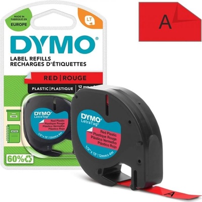 Páska DYMO LetraTag, černý tisk, 12mm (59424) červená pvc, 4m
