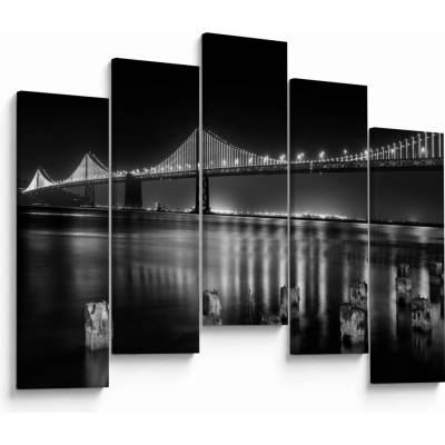 Obraz - Černobílý most, pětidílný 125x90 cm