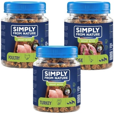 SIMPLY FROM NATURE Smart Bites Monoproteinové pamlsky s drůbežím masem 3 x 130 g