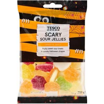 Tesco Scary želé cukríky s ovocnými príchuťami s kyslou cukrovou posýpkou 100 g