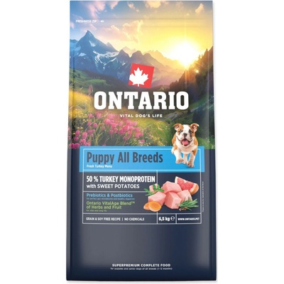 Ontario Puppy & Junior All Breeds Monoprotein Turkey & Sweet Potatoes 13 kg – Hledejceny.cz