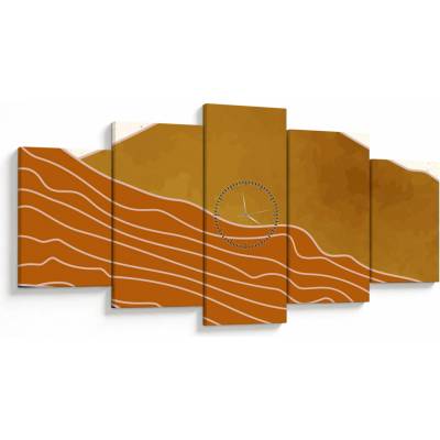 Obraz - Spacefrog design hory N⁰1 (s hodinami), pětidílný 150x80 cm s hodinami