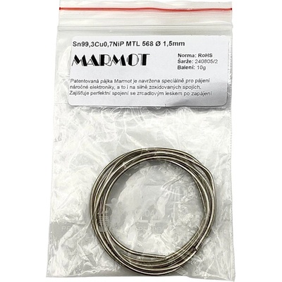 Bezolovnatá pájka MARMOT MTL 568 1.5mm 10g (Sn99.3Cu0.7NiP) – Hledejceny.cz