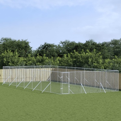 vidaXL Venkovní psí kotec stříbrný 600 x 1400 x 200 cm