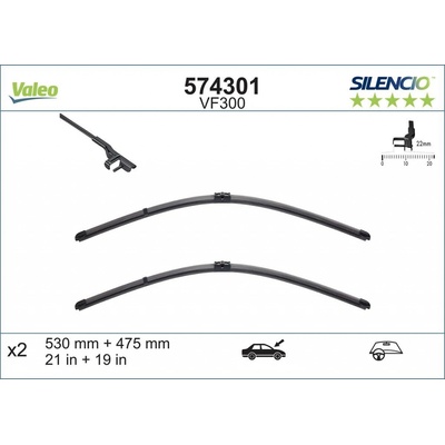 Valeo Silencio Flat Blade set 530+475 mm VA 574301