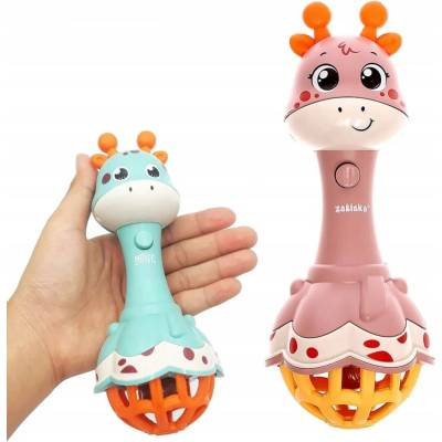 Bigtoys Senzorická chrastítka s kousátkem, zvukové a světelné efekty, béžová, 17 cm