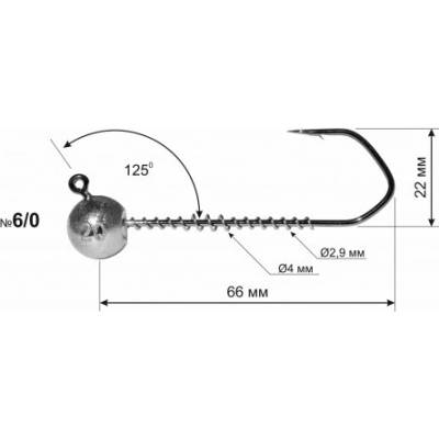 Dnipro Lead Barbarian 125° hook with corkscrew vel. 6/0 12 g 1 ks