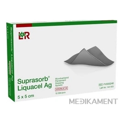 SUPRASORB Liquacel Ag Krytie na rany s antimikrobiálnym striebrom, 5 x 5 cm 10 ks