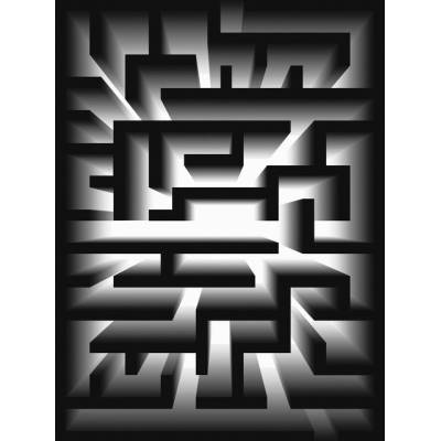 Preinterier Fototapeta panel - PL0444 - 3D - Labyrint – čierny vlies - 206cm x 275cm