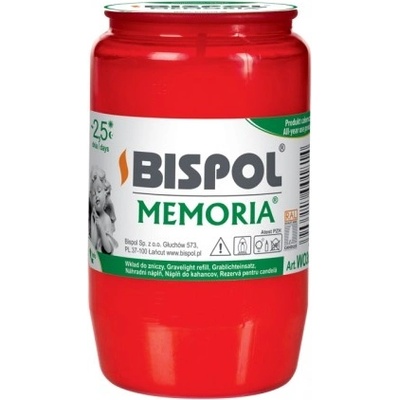 Bispol Memoria hřbitovní svíčka červená 155 g