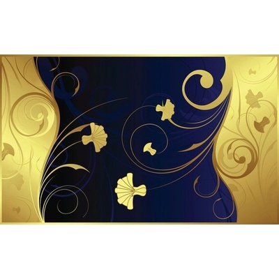 Preinterier FT3407 Fototapeta na stenu Zlato modré kvety vlies 104cm x 70cm