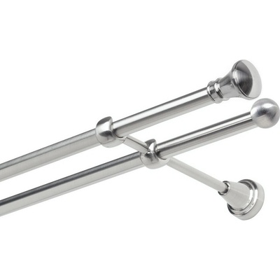 OK-GarnýžeCZ Garnýž kovová dvouřadá 19mm Koloseo nerez 150 cm do stěny / na tunýlek - bez kroužků