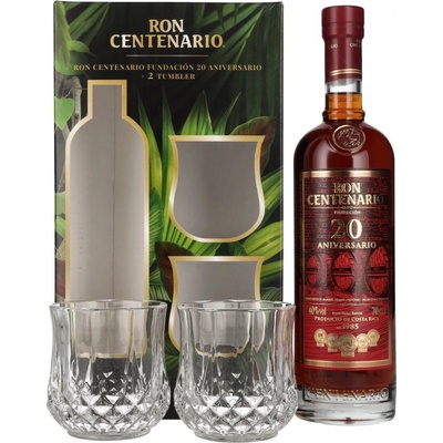 Ron Centenario Fundacion 20y 40% 0,7 l (dárkové balení 2 sklenice)