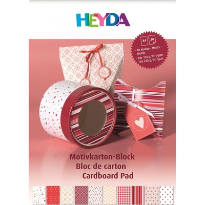 Heyda Kanorg Blok barevných papírů s motivy 20 listů A4 100g/220g červený mix