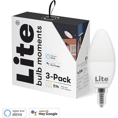Lite Bulb Moments White and Color Ambience E14 Google Home, Amazon Alexa , 3 ks