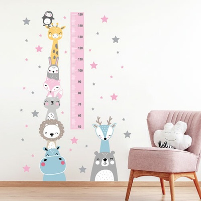 Nálepky na zeď dětský metr zvířátka růžový - Plotbase, s.r.o.,60x120cm – Hledejceny.cz