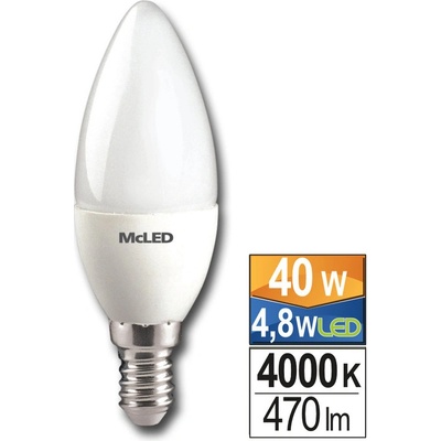 McLED LED žárovka E14 4,8W 40W neutrální bílá 4000K svíčka