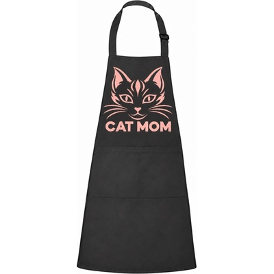 Dobrý Triko Zástěra s potiskem Cat mom Antracitová