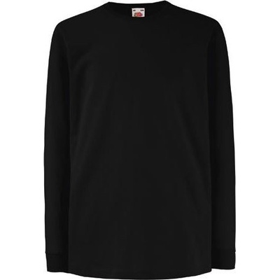 Fruit Of The Loom 100% bavlněné lehčí tričko s dlouhým rukávem černá