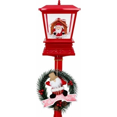RB-nakuplevne Vánoční pouliční lampa se sněžením 120 cm Santa červená