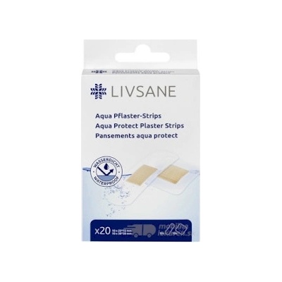 Livsane Náplasť Vodeodolná prúžky, 2 veľkosti (25x72mm, 38x38 mmm) 1x20 ks
