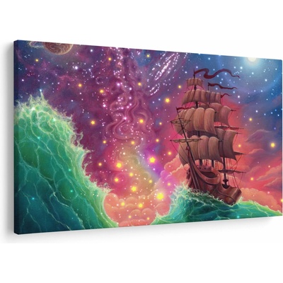 Obraz - Loď s vesmírnou oblohou, jednodielne 150x100 cm