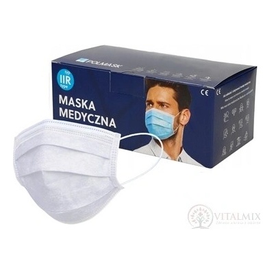 Polmask Rouška jednorázová s gumičkami bílá 50 ks