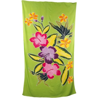 Pareo Sarong Bali Flowers 02 200 x 118 cm Barva: Zelená světlá