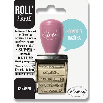 Aladine Otočné razítko s nápisy ROLL´ Stamp Hodnotící razítka