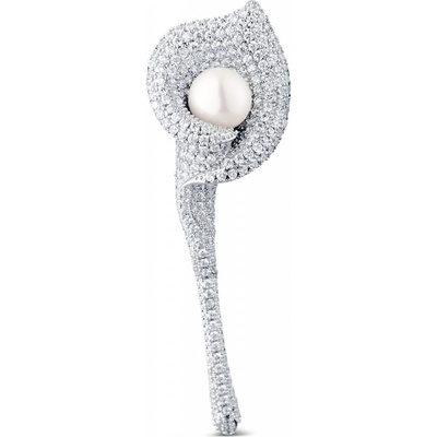 JwL Luxury Pearls trblietavá brošňa 2v1 Kvetina Kala JL0816