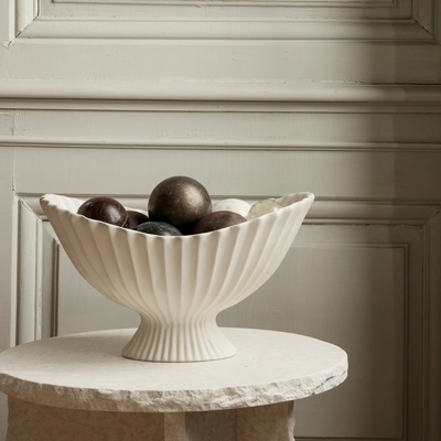 Living Mísa na ovoce Fountain kamenina bílá 41 x 24 cm