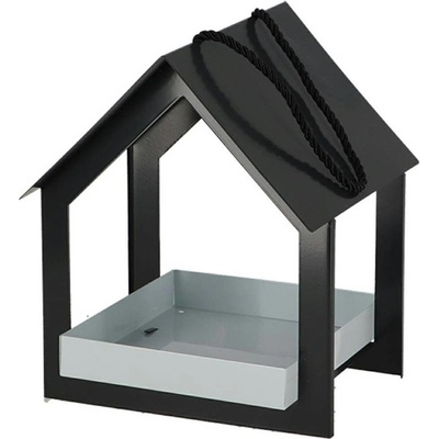 Esschert Design Závesné kŕmidlo pre vtáky Easy 23 x 19 x 19 cm kov čierna