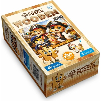 WOODEN CITY Dřevěné Koťátka a pirátské dobrodružství 40 dílků