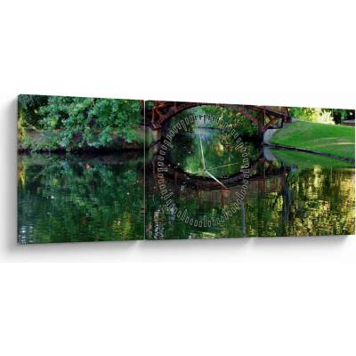 Obraz rieky (s hodinami), trojdielne 90x30 cm s hodinami