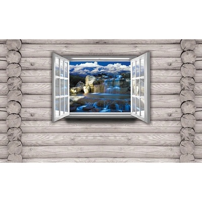 Preinterier FT2730 Fototapeta na stenu Vodopád na drevenej stene vlies 104cm x 70cm