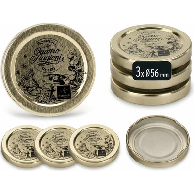 Pro-Tech shop Sada 3 víček na zavařovací sklenice 56mm zlatá s motivem ovoce 80876