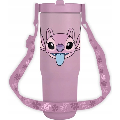 Lilo & Stitch termohrnek Angel pro děti 850 ml se šňůrkou růžový