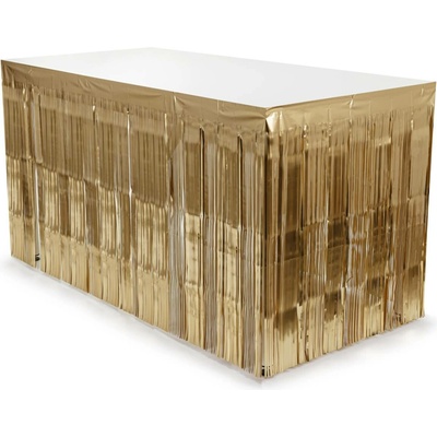 PartyDeco Rautová sukně třásně zlaté saténové 300x80 cm