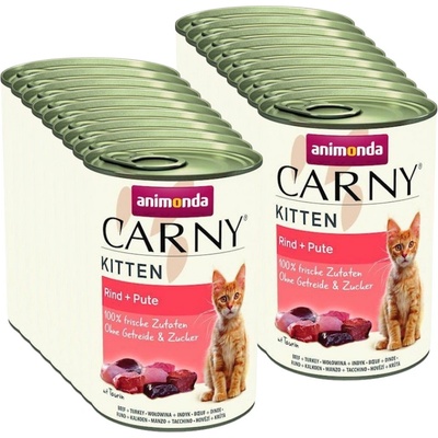ANIMONDA Cat Carny Kittenhovězí, krůtí srdce 18 x 400 g – Hledejceny.cz