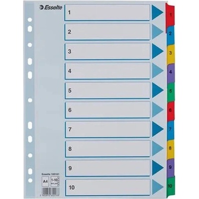 ESSELTE Register, kartón, A4, 1-10, ESSELTE "Mylar"