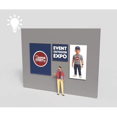 Nástenný svetelný panel indoor, svetelná reklama, jednostranný alu rám 120mm - RED Custom LMS LED - 500 x 200 cm, Komplet ( rám + potlač grafiky )