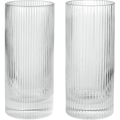 Ferm Living Vysoké sklenice Ripple Clear 2 x 480 ml