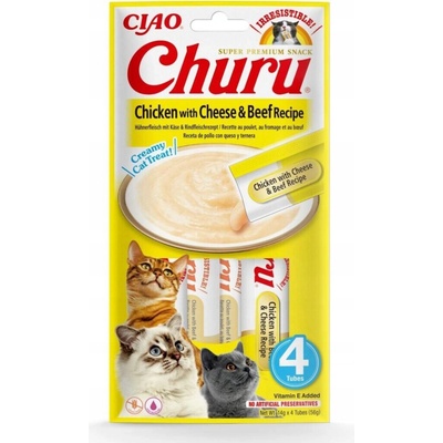 Inaba Churu cat snack kura, syr a hovädzie príchuťou 4 x 14 g