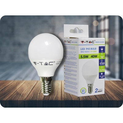 V-TAC LED žiarovka E14 P45 5,5W teplá biela