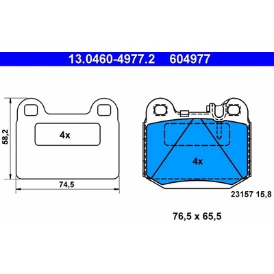 ATE 604977 Súprava brzdových doštičiek 13.0460-4977.2